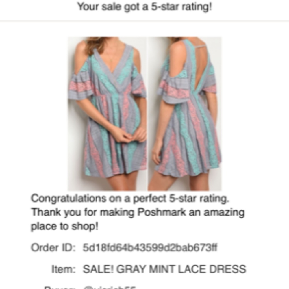 LAST 1! GRAY MINT LACE DRESS - Picture 2 of 5